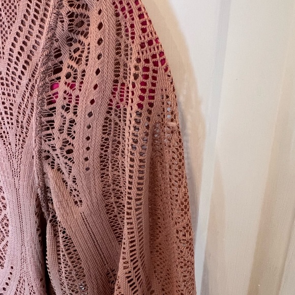 Free People Blush Mock Neck Lace Victorian Top - Picture 7 of 7